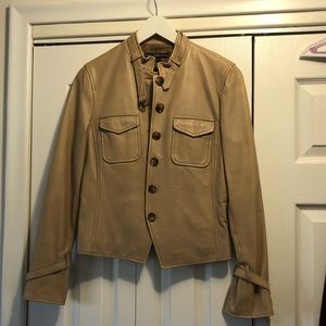 Womens The Wrights Tan Leather Jacket Size 6